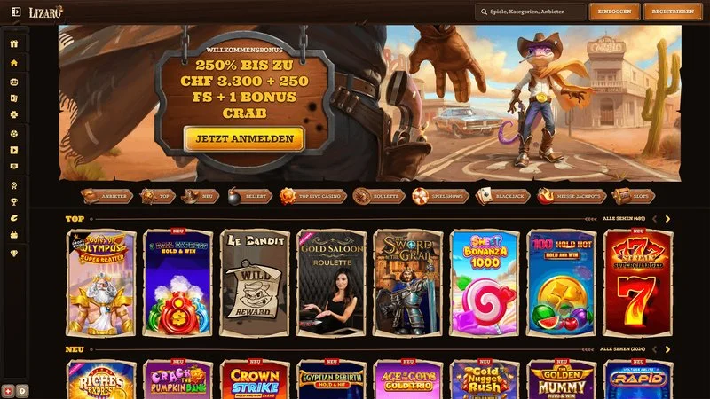 Lizaro casino lobby en gokkasten